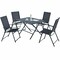 5Pcs Patio Folding Table And Chairs Set Outdoor Dining Set W/ Umbrella Hole